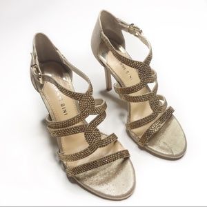 Gianni Binni Gold Rhinestone High Heeled Sandals 7